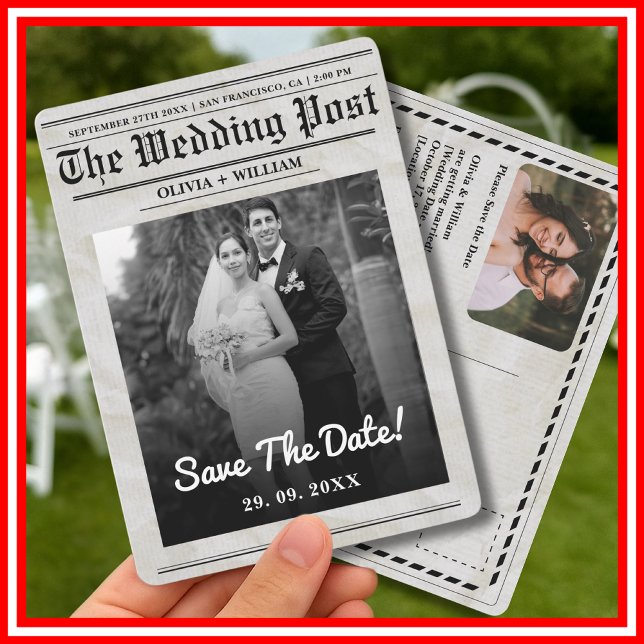 Newspaper Wedding Vintage Elegant Save The Date Invitation (Creator Uploaded)