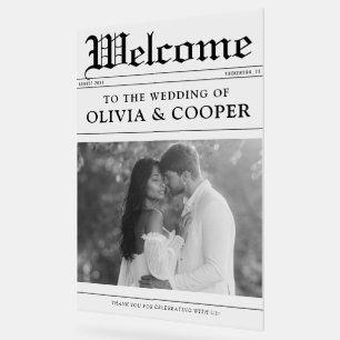 Newspaper Wedding Welcome Sign