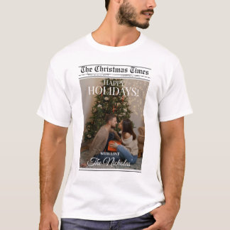 Newspaper What A Year Black White Photo Christmas T-Shirt