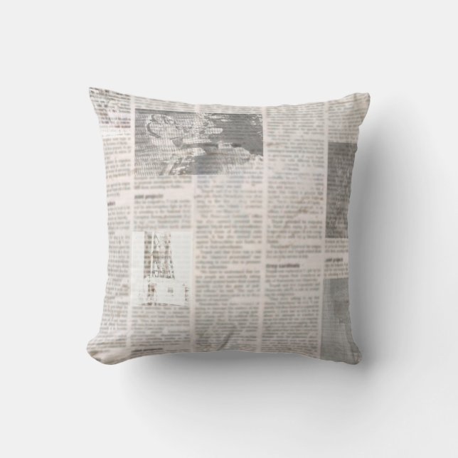 Newspaper with old unreadable text. Vintage grunge Cushion (Front)