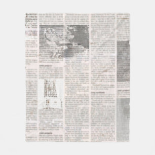 Newspaper with old unreadable text. Vintage grunge Fleece Blanket
