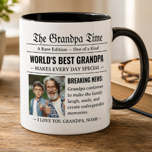 Newspaper World's Best Grandpa Photo Cool Gift Mug