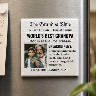 Newspaper World's Best Grandpa Photo Cool Magnet
