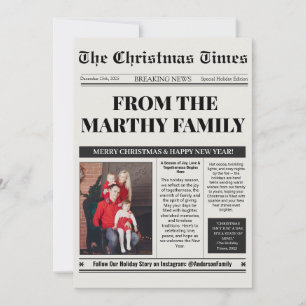 Newspaper Year in Review Photo Collage Christmas  Holiday Card