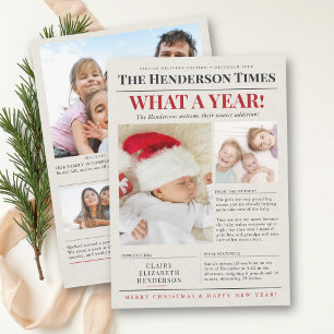 Newspaper Year in Review Photo Family Christmas Holiday Card