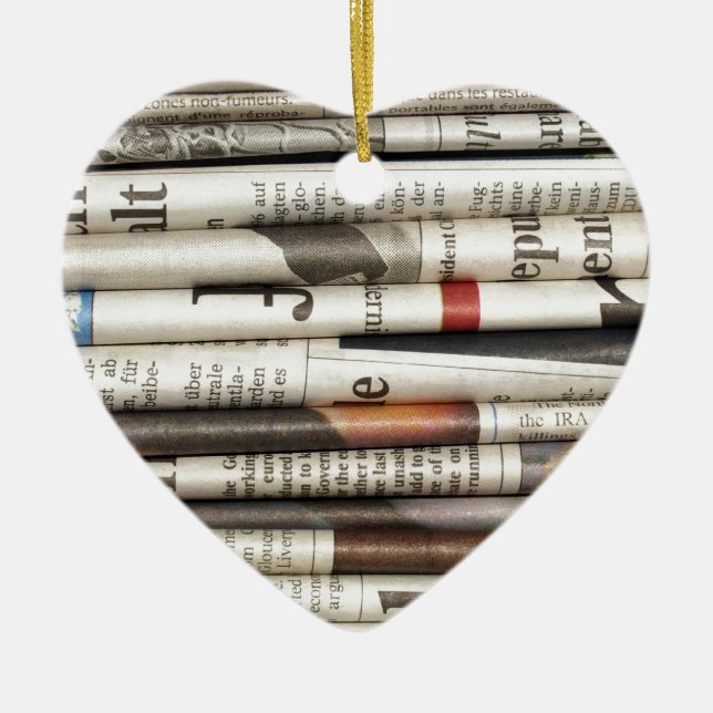 Newspapers Ceramic Tree Decoration (Front)