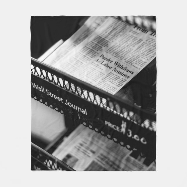 NEWSPAPERS ON THE WALL STREET JOURNAL RACK FLEECE BLANKET (Front)