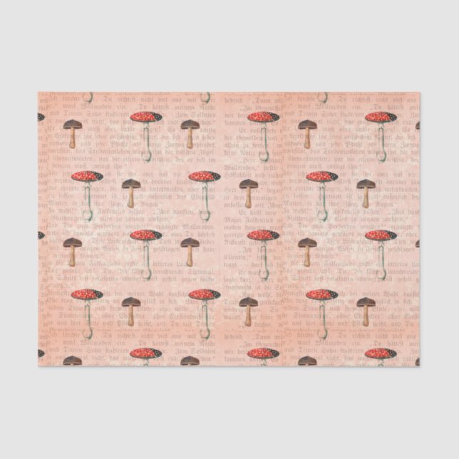 Newsprint and Mushrooms Tissue Paper (Front)