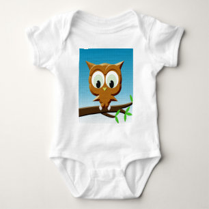 Newsprint Cartoon Owl Baby Bodysuit