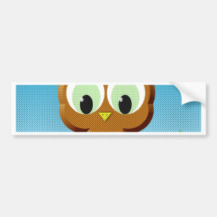 Newsprint Cartoon Owl Bumper Sticker