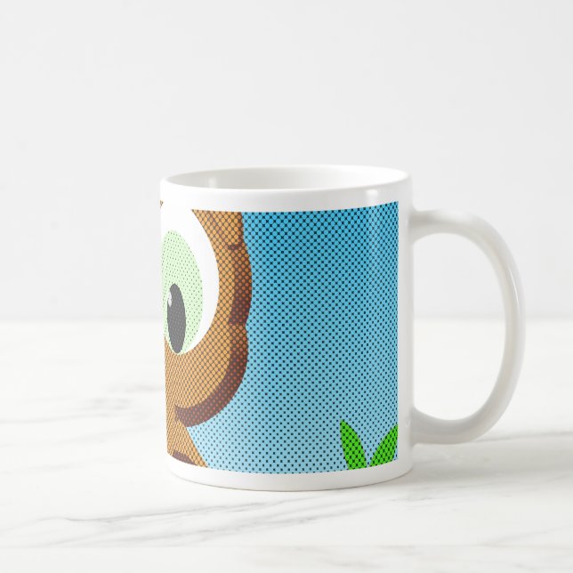 Newsprint Cartoon Owl Coffee Mug (Right)