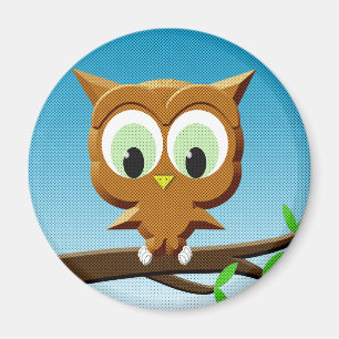 Newsprint Cartoon Owl Magnet