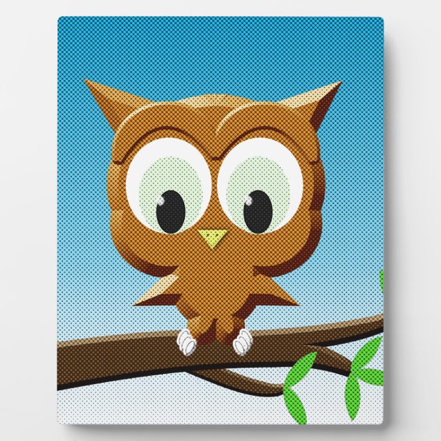 Newsprint Cartoon Owl Plaque (Front)