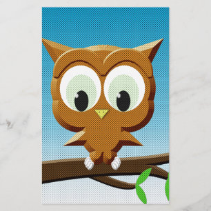 Newsprint Cartoon Owl Stationery