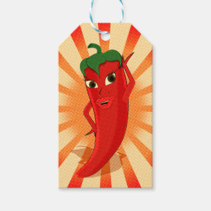 Newsprint halftones Red Pepper Diva Gift Tags