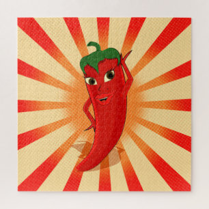 Newsprint halftones Red Pepper Diva Jigsaw Puzzle