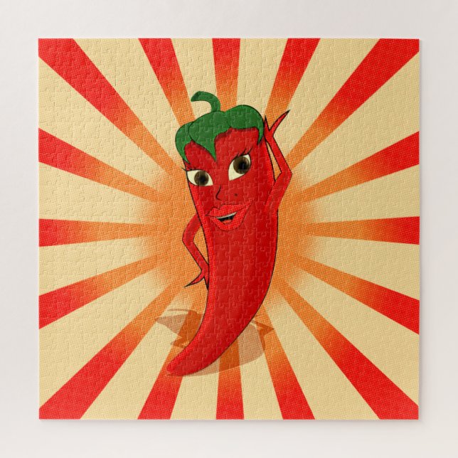 Newsprint halftones Red Pepper Diva Jigsaw Puzzle (Vertical)