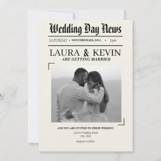 Newsprint Headline Wedding Invitation