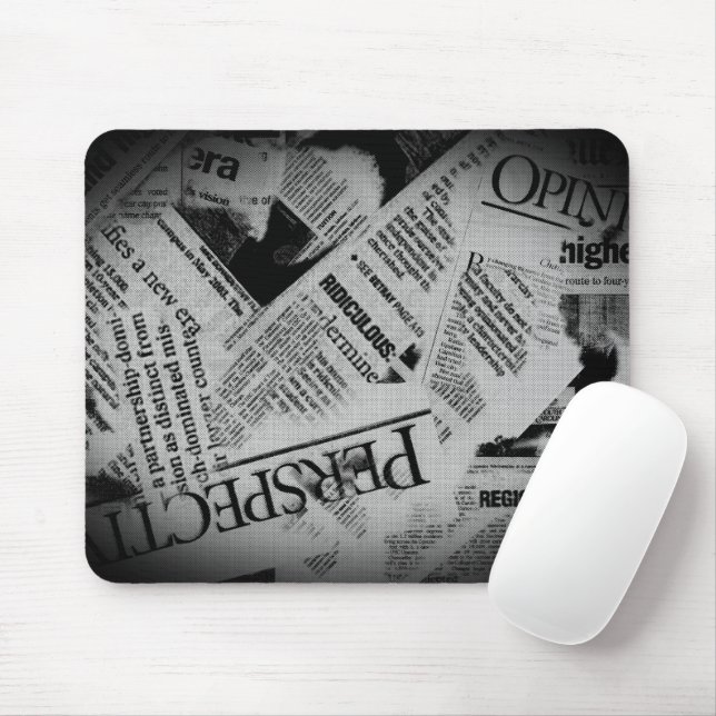 Newsprint Headlines Mouse Mat (With Mouse)