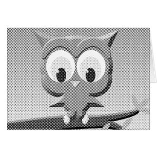 Newsprint Owl In Black And White