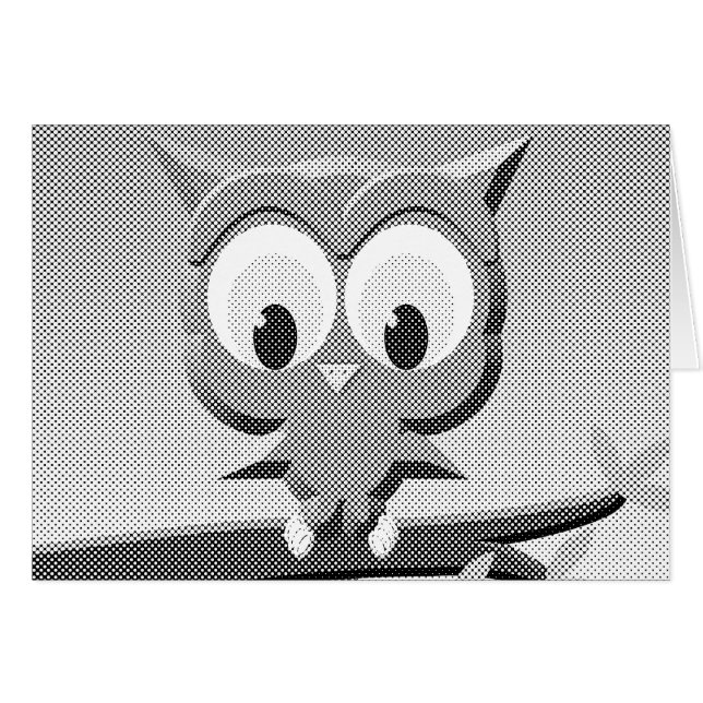 Newsprint Owl In Black And White (Front Horizontal)