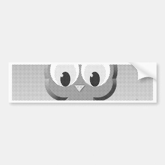 Newsprint Owl In Black And White Bumper Sticker (Front)