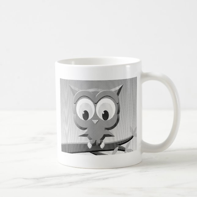 Newsprint Owl In Black And White Coffee Mug (Right)