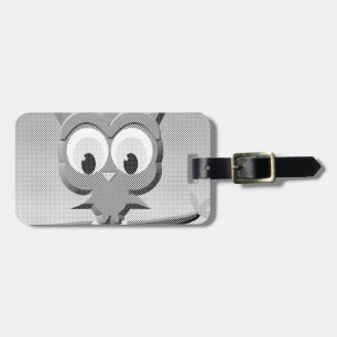 Newsprint Owl In Black And White Luggage Tag