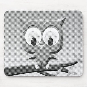 Newsprint Owl In Black And White Mouse Mat
