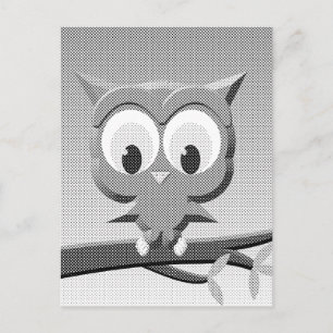 Newsprint Owl In Black And White Postcard
