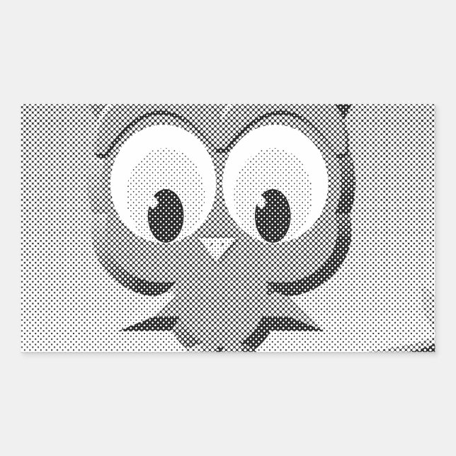 Newsprint Owl In Black And White Rectangular Sticker (Front)