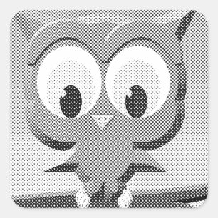 Newsprint Owl In Black And White Square Sticker