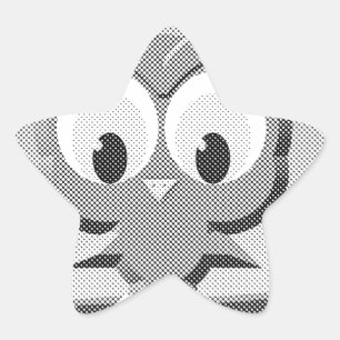 Newsprint Owl In Black And White Star Sticker