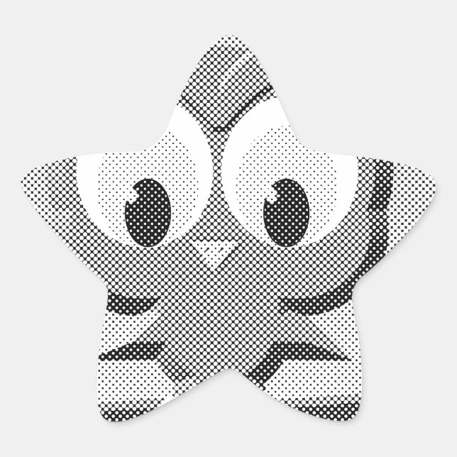 Newsprint Owl In Black And White Star Sticker (Front)
