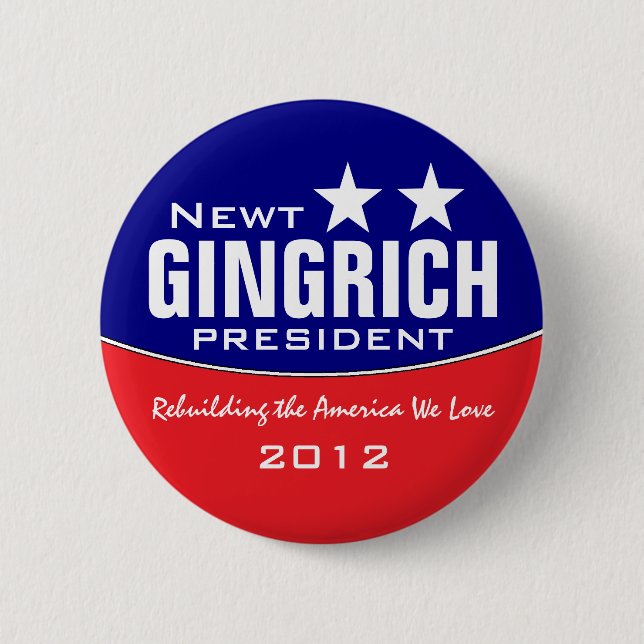 Newt Gingich 6 Cm Round Badge (Front)