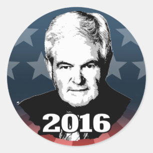 NEWT GINGRICH 2016 CANDIDATE CLASSIC ROUND STICKER