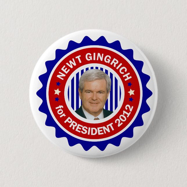 Newt Gingrich for US President 2012 6 Cm Round Badge (Front)