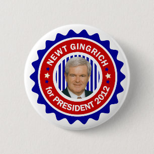 Newt Gingrich for US President 2012 6 Cm Round Badge