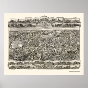 Newton Centre, MA Panoramic Map - 1897 Poster