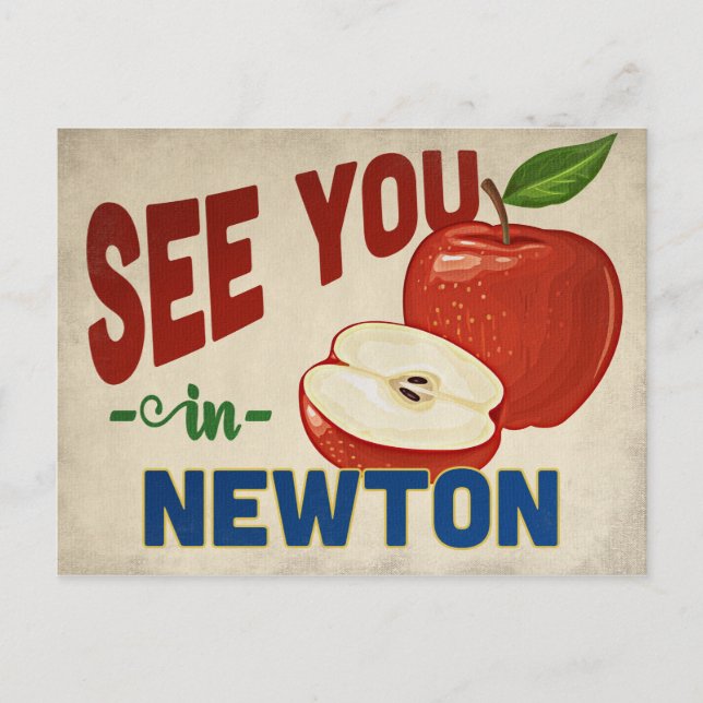 Newton Massachusetts Apple - Vintage Travel Postcard (Front)