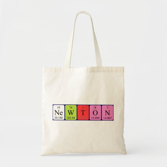 Newton periodic table name tote bag (Front)