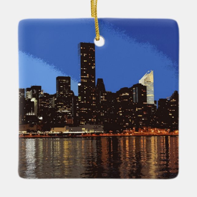 NewYork001Q-7874px Ceramic Ornament (Front)