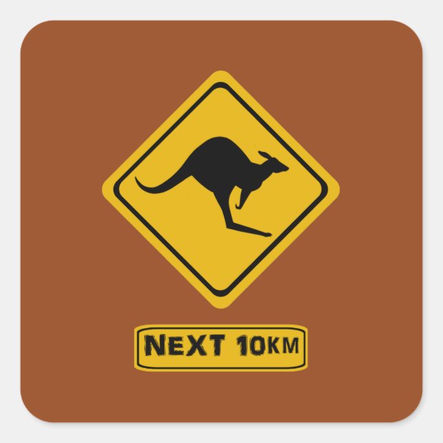 next 10 km kangaroos square sticker (Front)