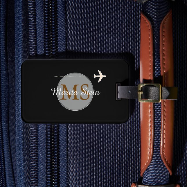 next adventures by plane, travel Monogrammed Luggage Tag (Front Insitu 4)