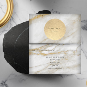 Next Appointment Circle Kraft Gold Grey Marble Card