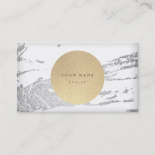 Next Appointment Circle Kraft Silver Gray Marble Card