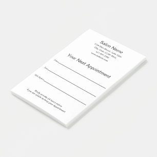 Next Appointment Reminder Beauty Salon Black White Post-it Notes