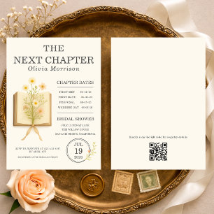 Next Chapter Begins QR Code Bridal Shower Invitation