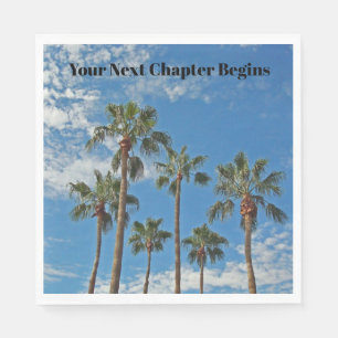 Next Chapter Begins Tropical Palm Tree Retirement Napkin