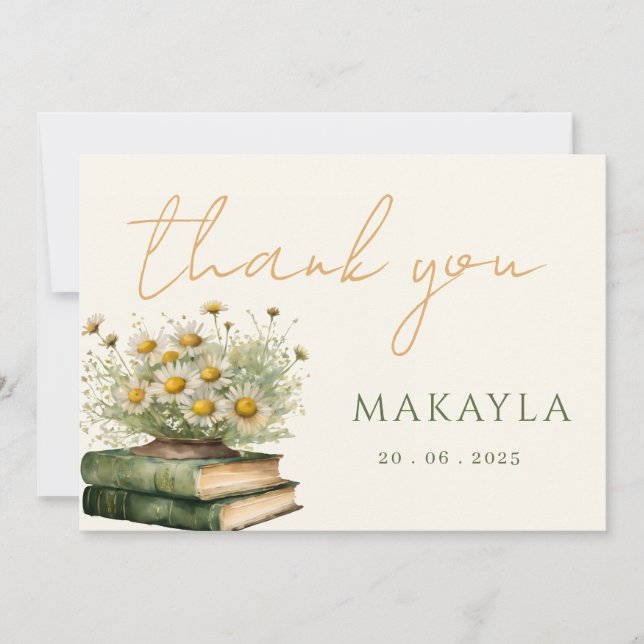 Next Chapter Boho Book Lover Floral Baby Shower Thank You Card (Front)